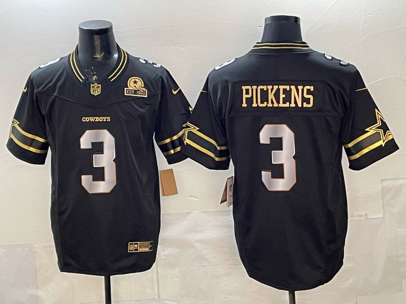 Men 2026 Dallas Cowboys #3 Pickens Black gold 6th generation Nike Limited NFL Jersey style 04->dallas cowboys->NFL Jersey